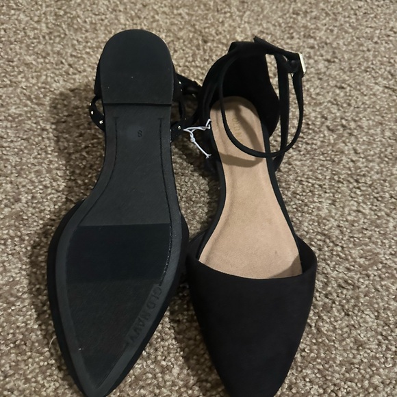 Old Navy - Black Faux-Suede - Ankle Strap Flat - Size 8 - Picture 2 of 4